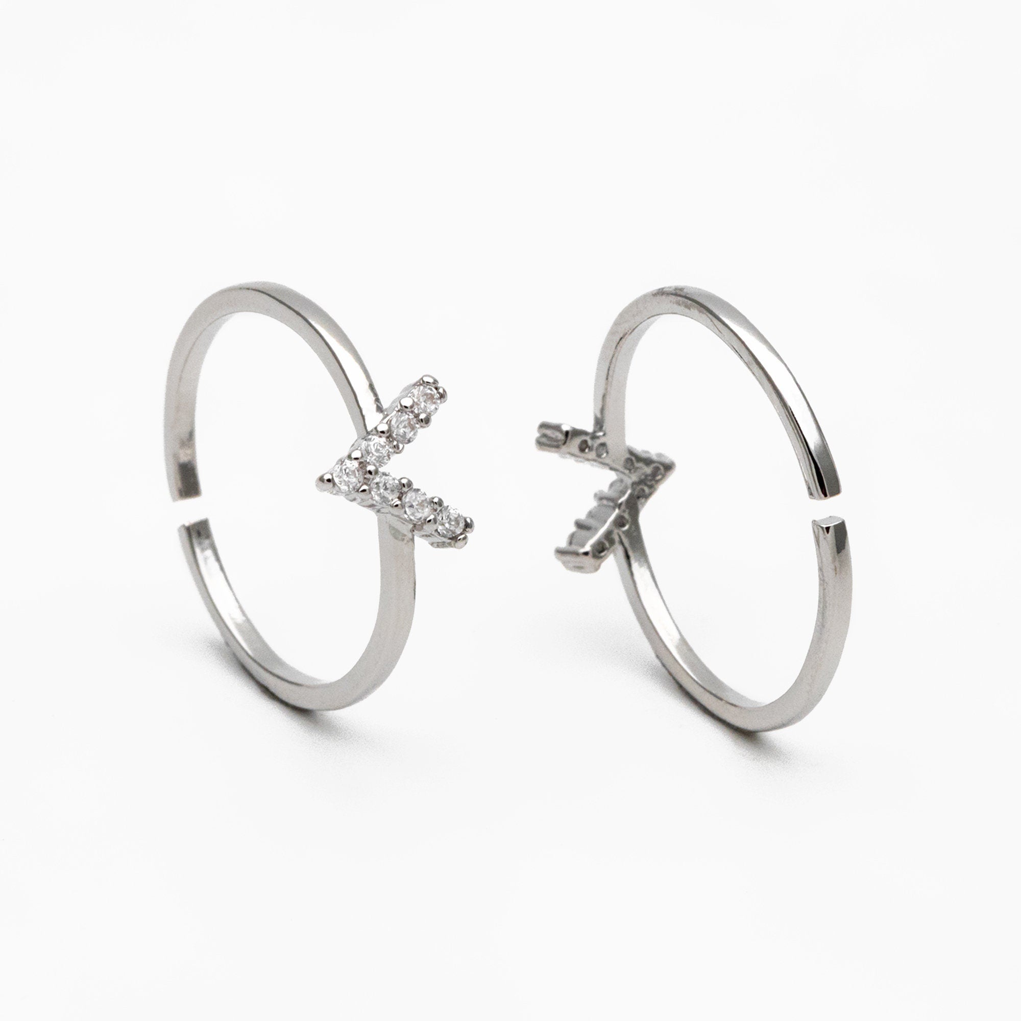 4pcs CZ Pave Gold/ Silver V Ring, Dainty Ring, Thin Ring, Everyday Ring (#GB-4216)